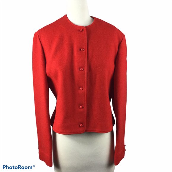Pendelton Red 100% Wool Crop Jacket, Size 10 - Picture 1 of 6